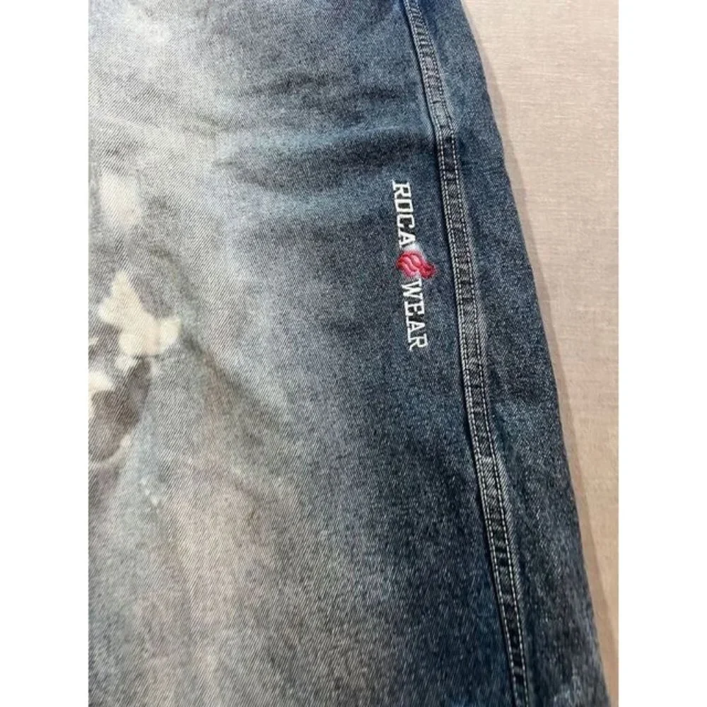 Rocawear Shorts Mens 38 Blue Denim Pocketed Belted Zip Button Cut Off‎ Men.